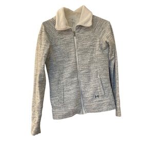 Under Armour women’s fleece lined gray and white zip up jacket